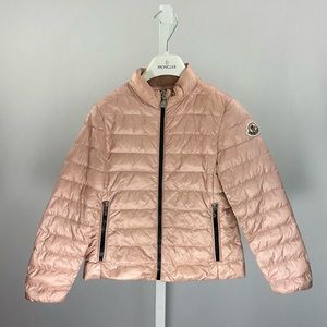 MONCLER KIDS - Kaukura Longue Saison Light Quilted Down Jacket. Rose Pink. 8 yrs